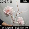 двойная роза с листьями розовый