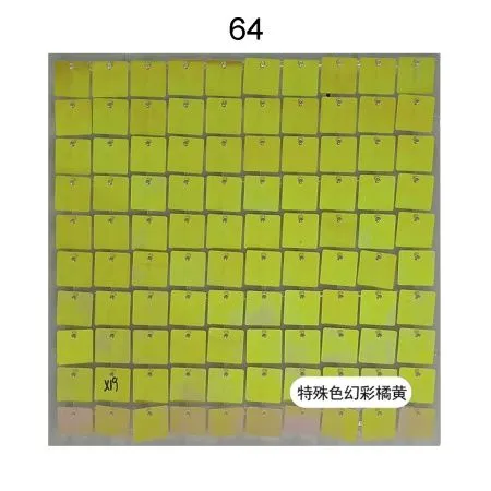 Панель с пайетками 30см х 30 см прозрачная основа цвет голографический оранжево-желтый 64