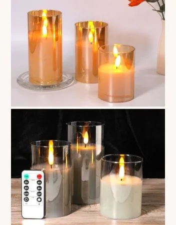 набор электро свечей 3 шт 15/20/25 см золото