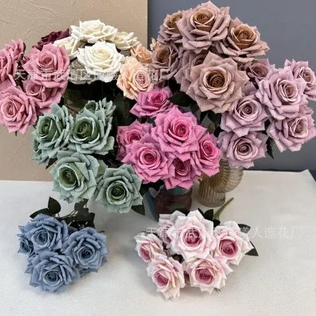 5 букетов роз 7 голов премиум ярко-розовый