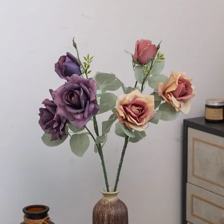 ветка розы опт 10 штук темно-фиолетовая