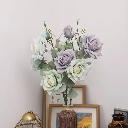 ветка розы опт 10 штук светло-голубая