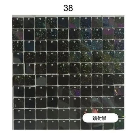 Панель с пайетками 30см х 30 см прозрачная основа цвет лазерный черный 38