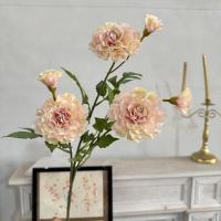 ветка хризантемы 5 штук бежево-розовая