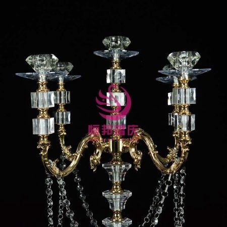 акриловый подсвечник 5 голов классический 10 штук золото