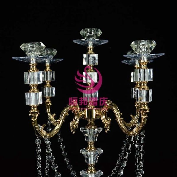 акриловый подсвечник 5 голов классический 10 штук золото