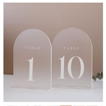 номерки на столы комплект 1-10 прозрачные с белым 17,8*12,7 см
