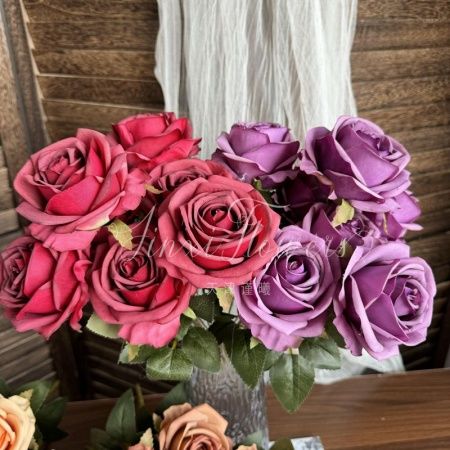 2 букета роз 7 голов фиолетовый