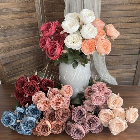 букет пион опт 5 штук 7 голов коричнево-оранжевый