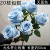 Букет роз 9 голов голубой