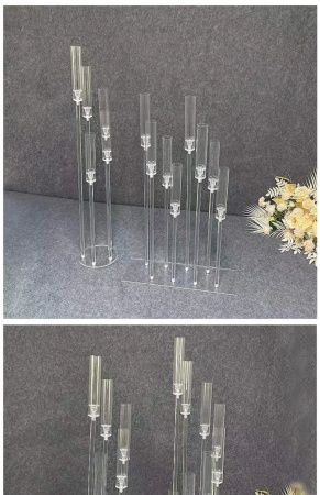 акриловый канделябр полнотелый прямоугольный 8 рожков