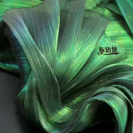 плиссированая ткань ширина 140 см темно-зеленый хамелеон