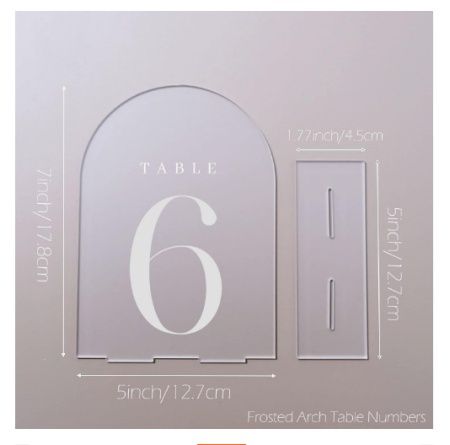 номерки на столы комплект 1-10 прозрачные с белым 17,8*12,7 см