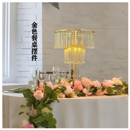 ярусная стойка с лампочками золото 78 см