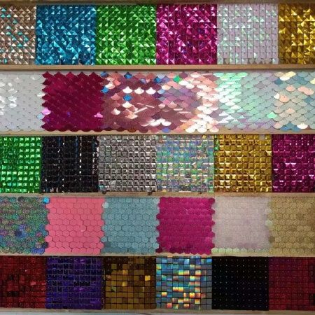 Панель с пайетками 30см х 30 см прозрачная основа цвет голубое озеро 8