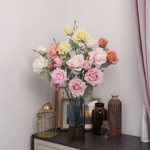 ветка розы опт 10 штук розовая